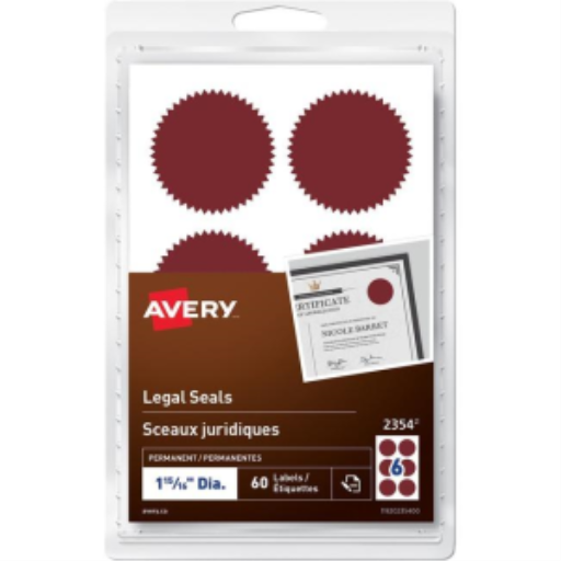 Sceaux juridiques Avery à écrire à la main, diamètre 1-15/16", rouge, permanents