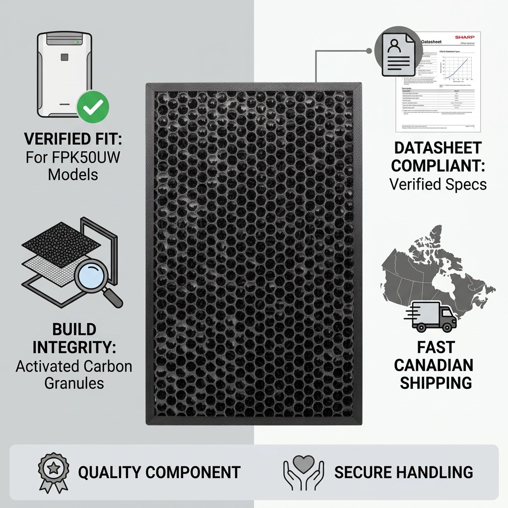 Sharp FZK50DFU Replacement Active Carbon Deodorizing Filter Kit - Compatible with FPK50UW