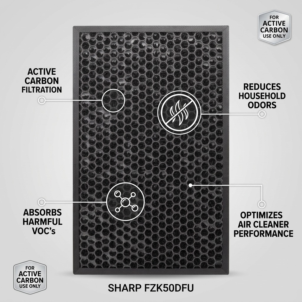 Sharp FZK50DFU Replacement Active Carbon Deodorizing Filter Kit - Compatible with FPK50UW