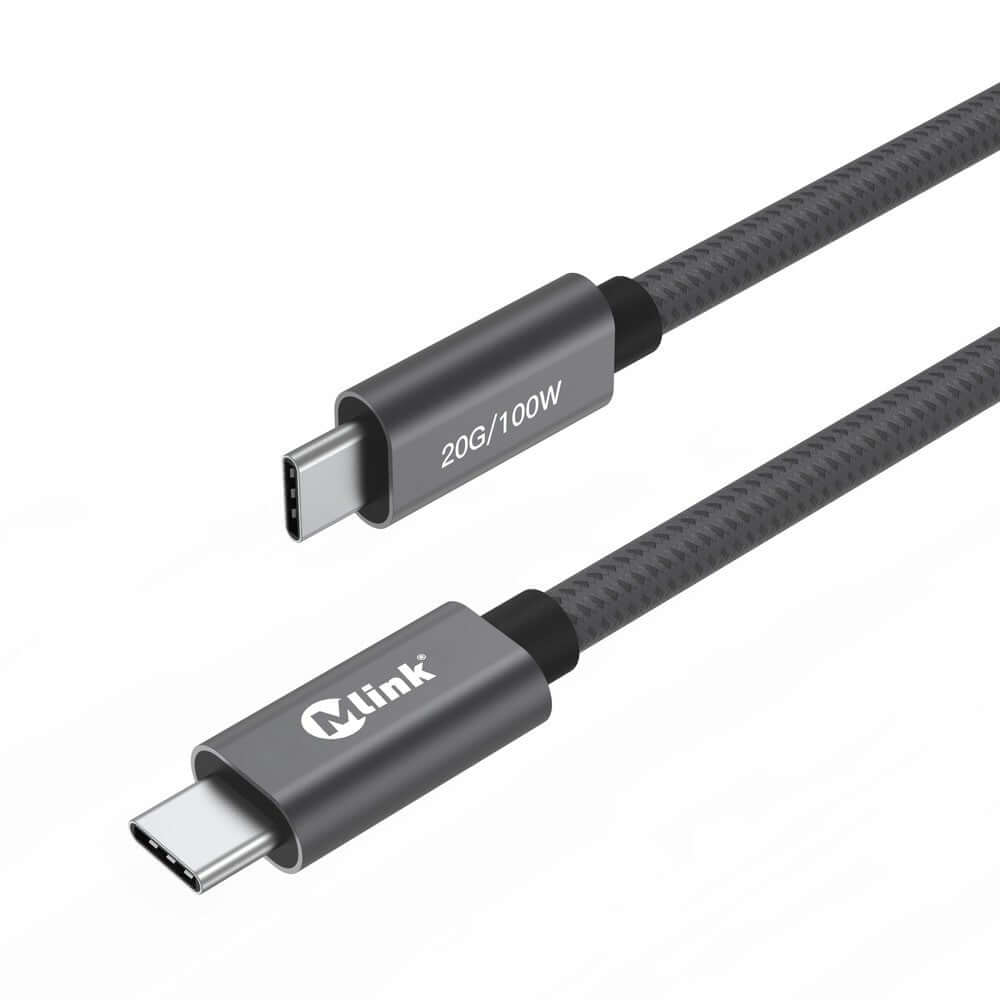Câble de Charge Haute Performance USB-C Mlink 100W – Nylon Tressé Professionnel