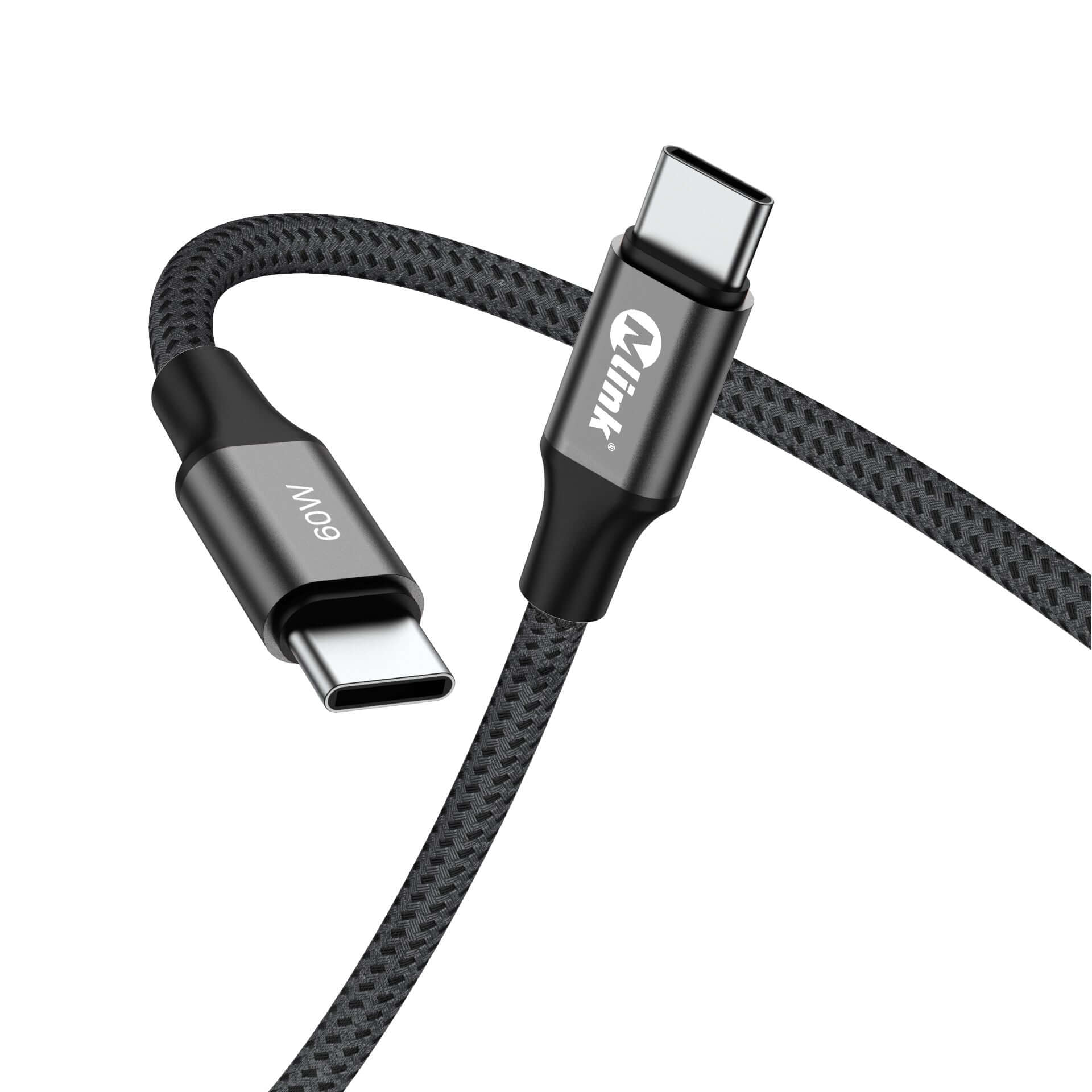 Câble de Charge Rapide USB-C Mlink 60W – Nylon Tressé Haute Durabilité