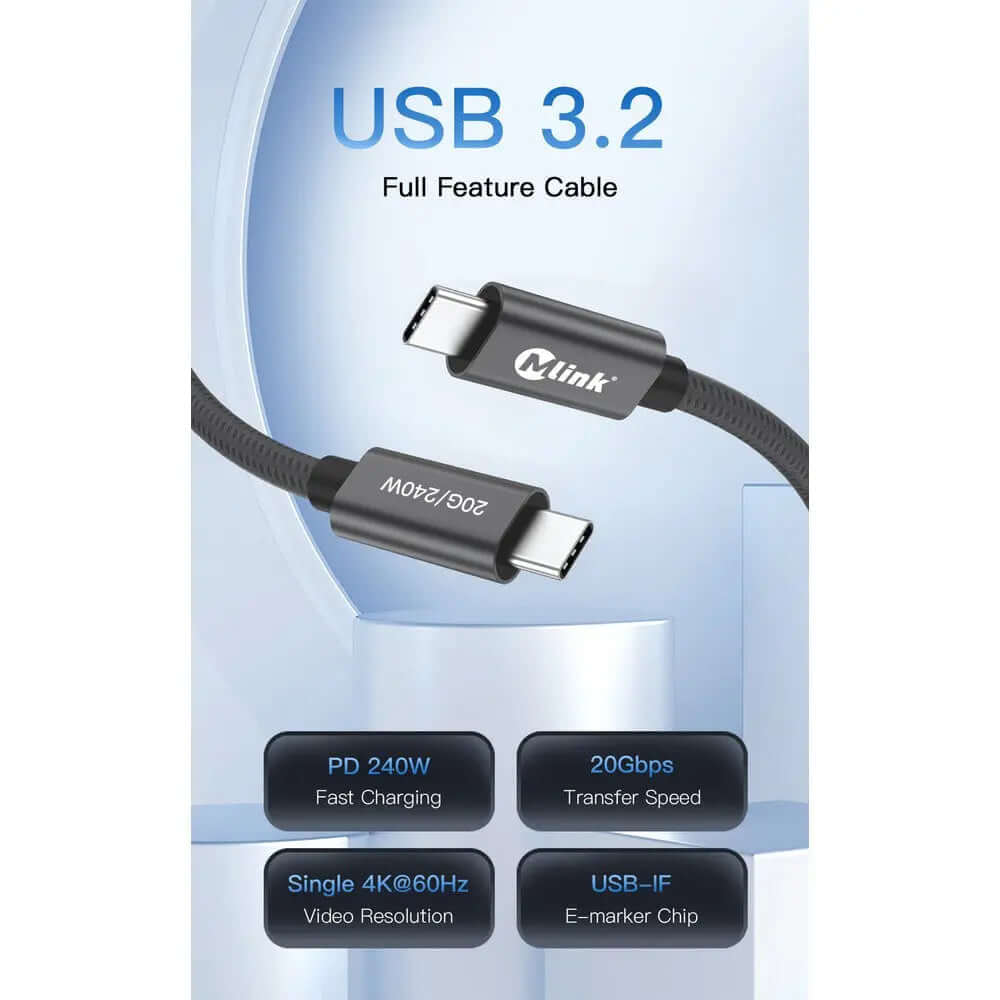 Câble de Charge Ultime USB-C Mlink 240W – L'Évolution Haute Puissance (EPR)