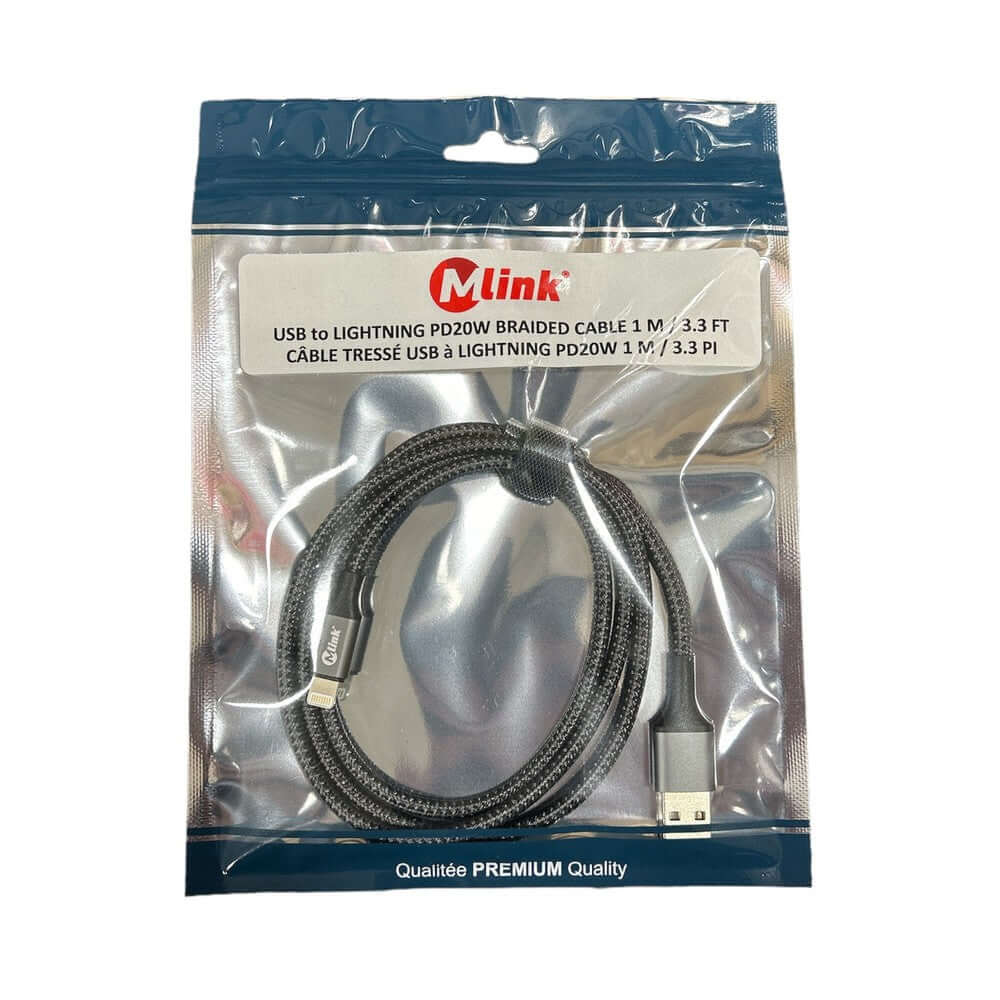 Câble de Charge Rapide Lightning vers USB Mlink 20W – Pour iPhone et iPad
